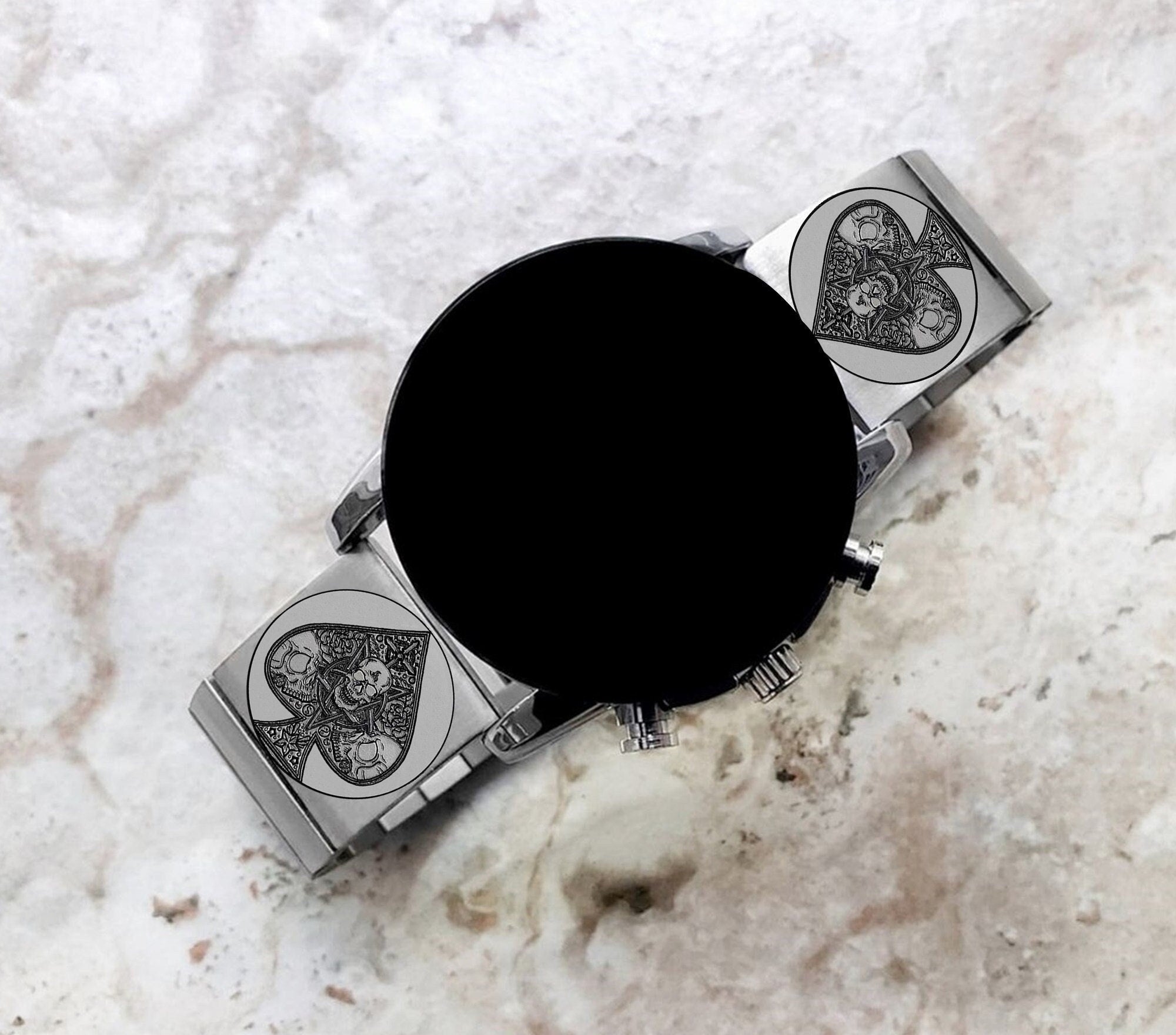 Garmin Watch Band Ace of Spades for Forerunner 745 265 255 Venu 3 2 Vivoactive 4 Darth Vader First Avenger Engraved St Steel Strap AS2-B22